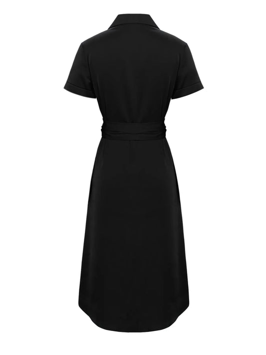 Button Down Belted Midi Shirt Dress