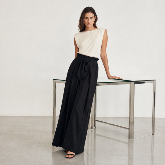 Pleated Tie Waist Trousers