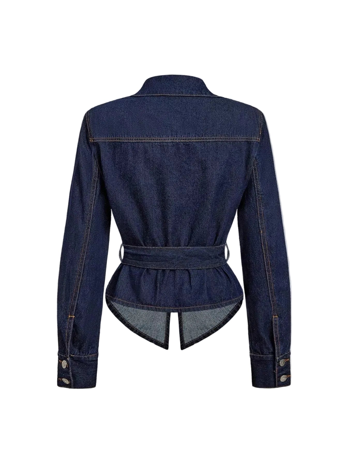 Cinched Long Sleeve Denim Jacket