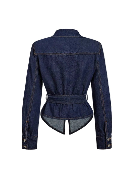Cinched Long Sleeve Denim Jacket