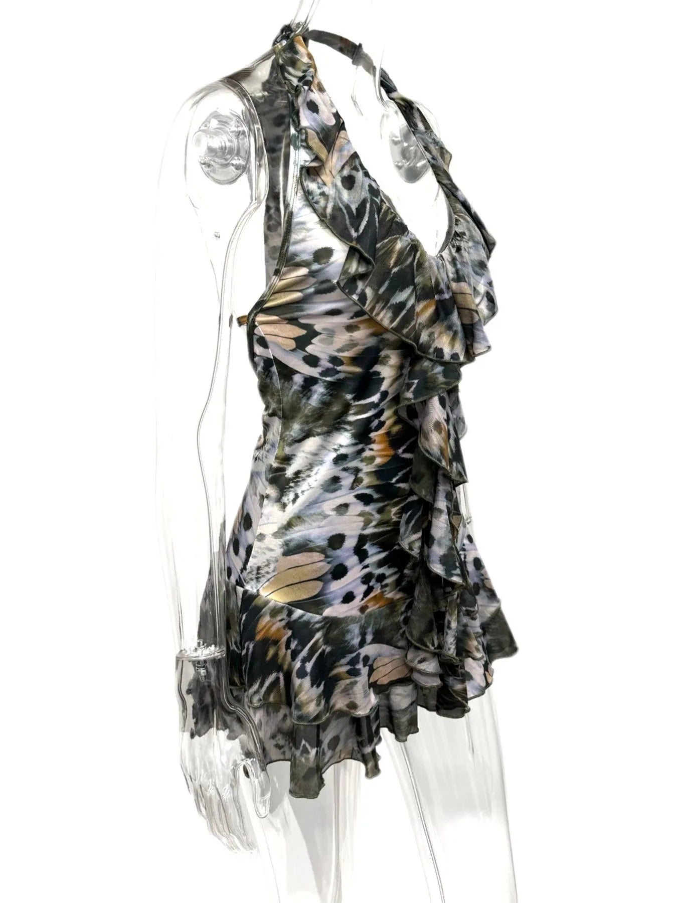 Ruffled Halter Mini Dress