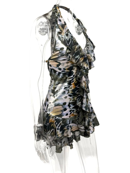 Ruffled Halter Mini Dress