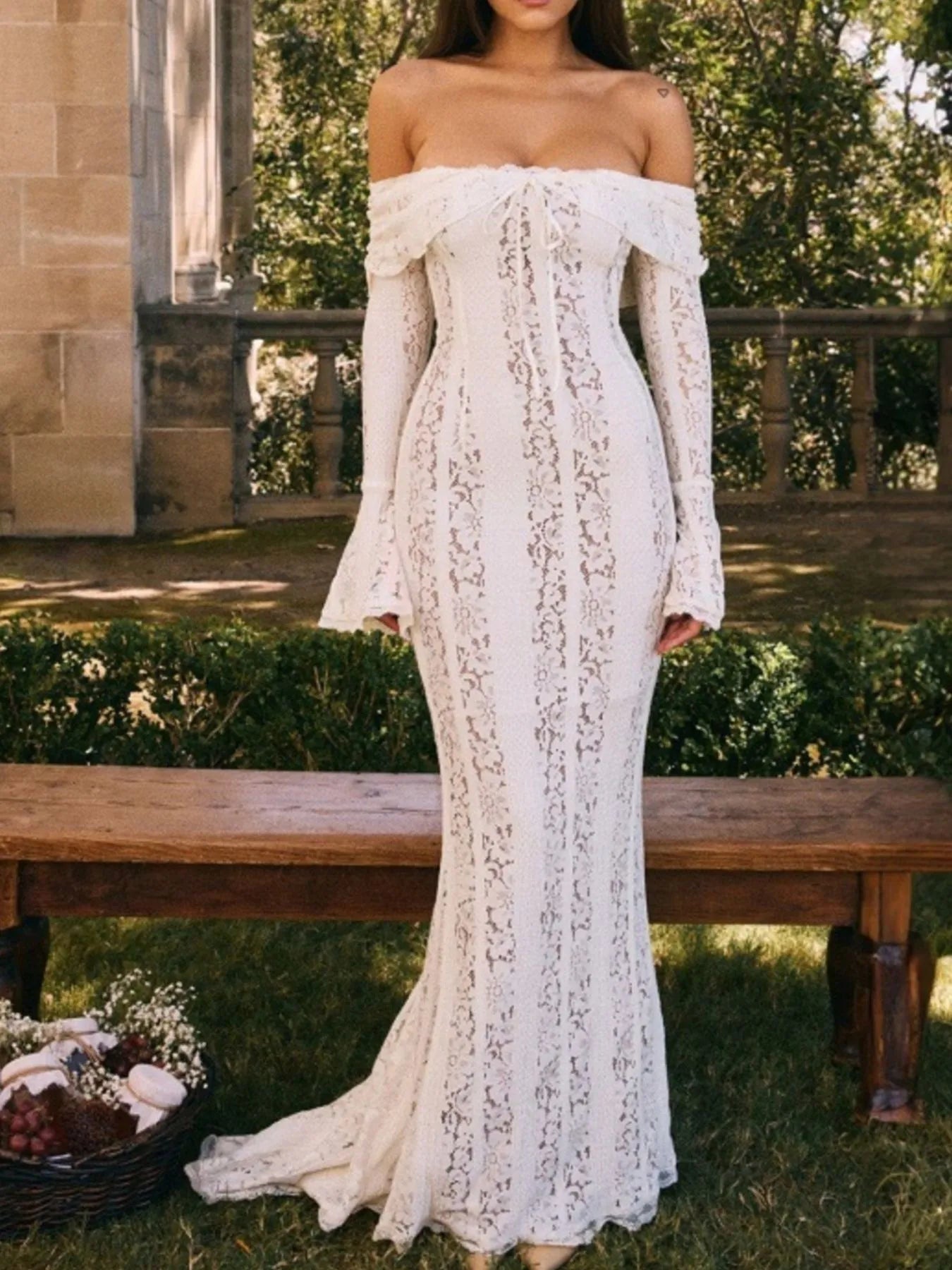 Sheer White lace Dress