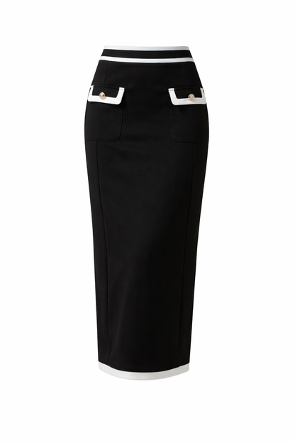 Contrast Trim Pencil Skirt