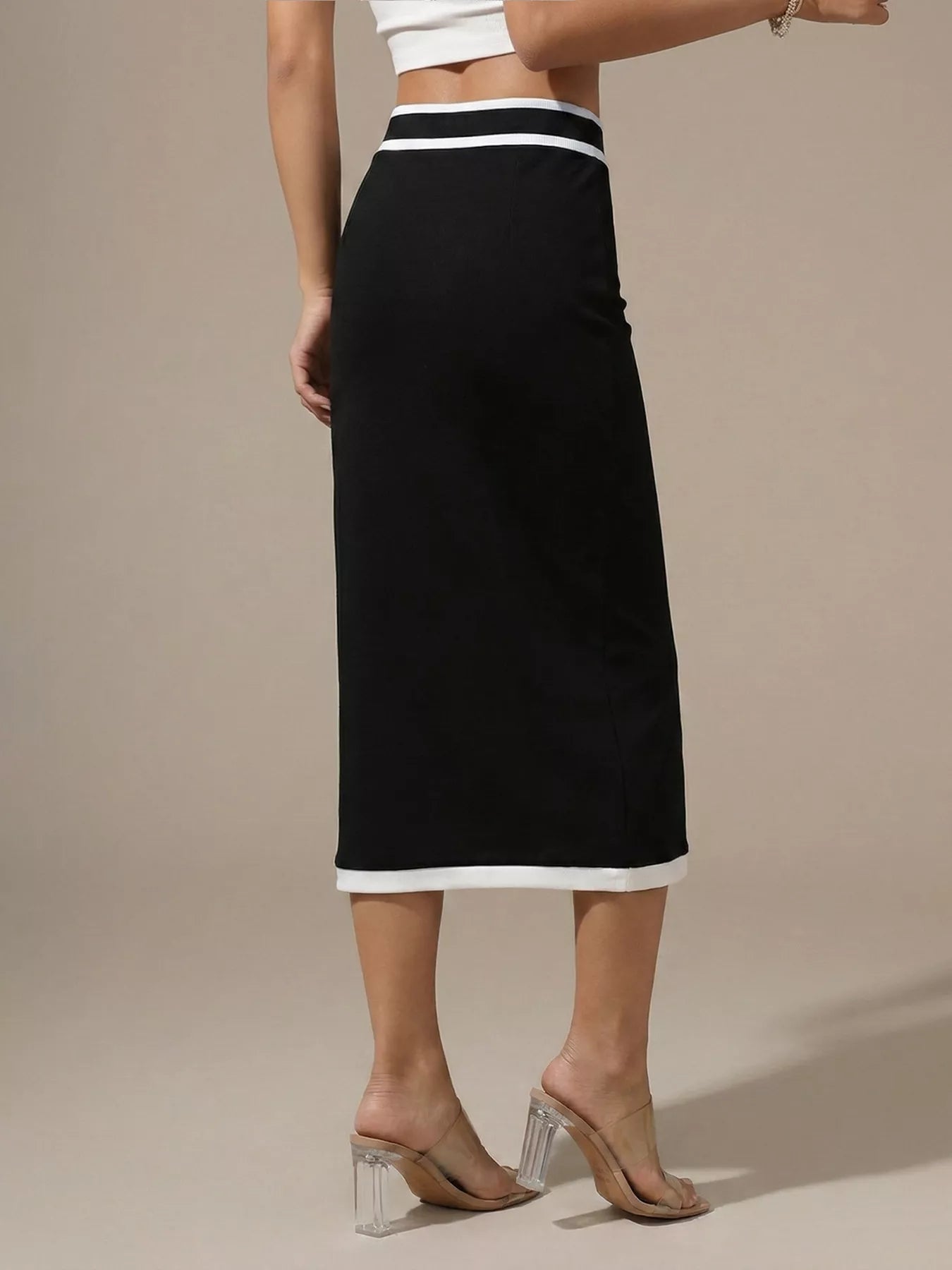 Contrast Trim Pencil Skirt