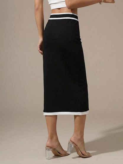 Contrast Trim Pencil Skirt