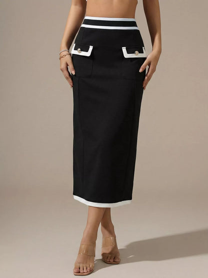 Contrast Trim Pencil Skirt