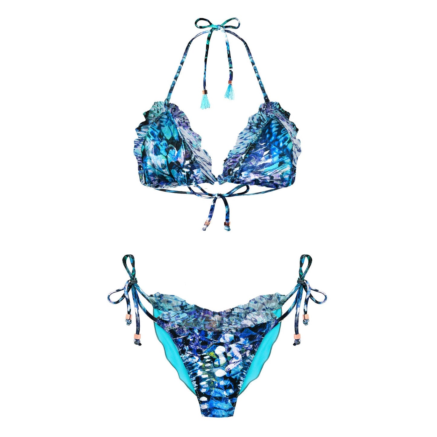 Boho Style Ruffle Bikini Blue Butterfly Carmen Lucia