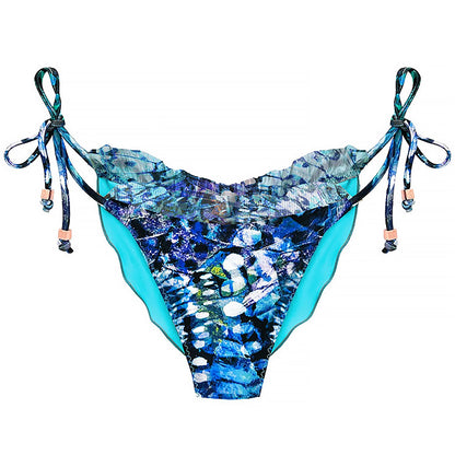 Boho Style Ruffle Bikini Top Blue Butterfly Carmen