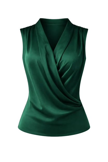 Ruched Surplice Sleeveless Top