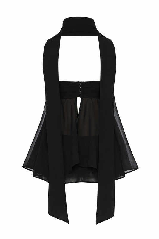 Draped tube top in Black