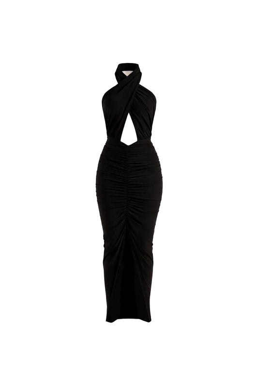 Black Backless Slit Maxi Dress