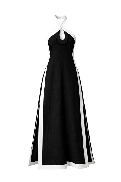 Contrast Halter  Maxi Dress