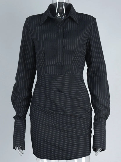 Striped Long Sleeve Shirt Dress