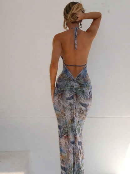 Printed Halter Dress