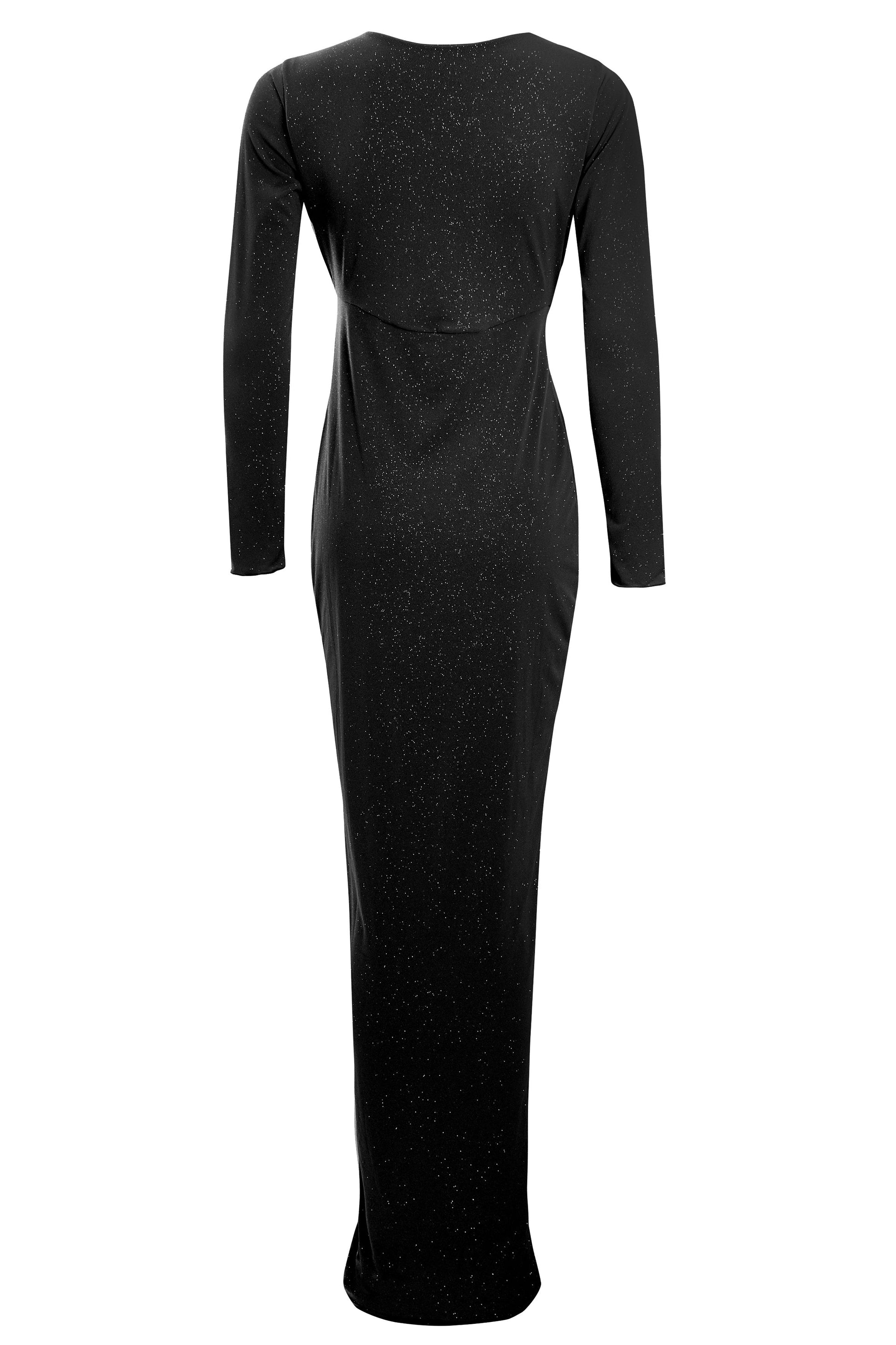 Sparkly Black Twist Front Dress-3