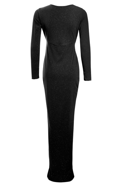 Sparkly Black Twist Front Dress-3