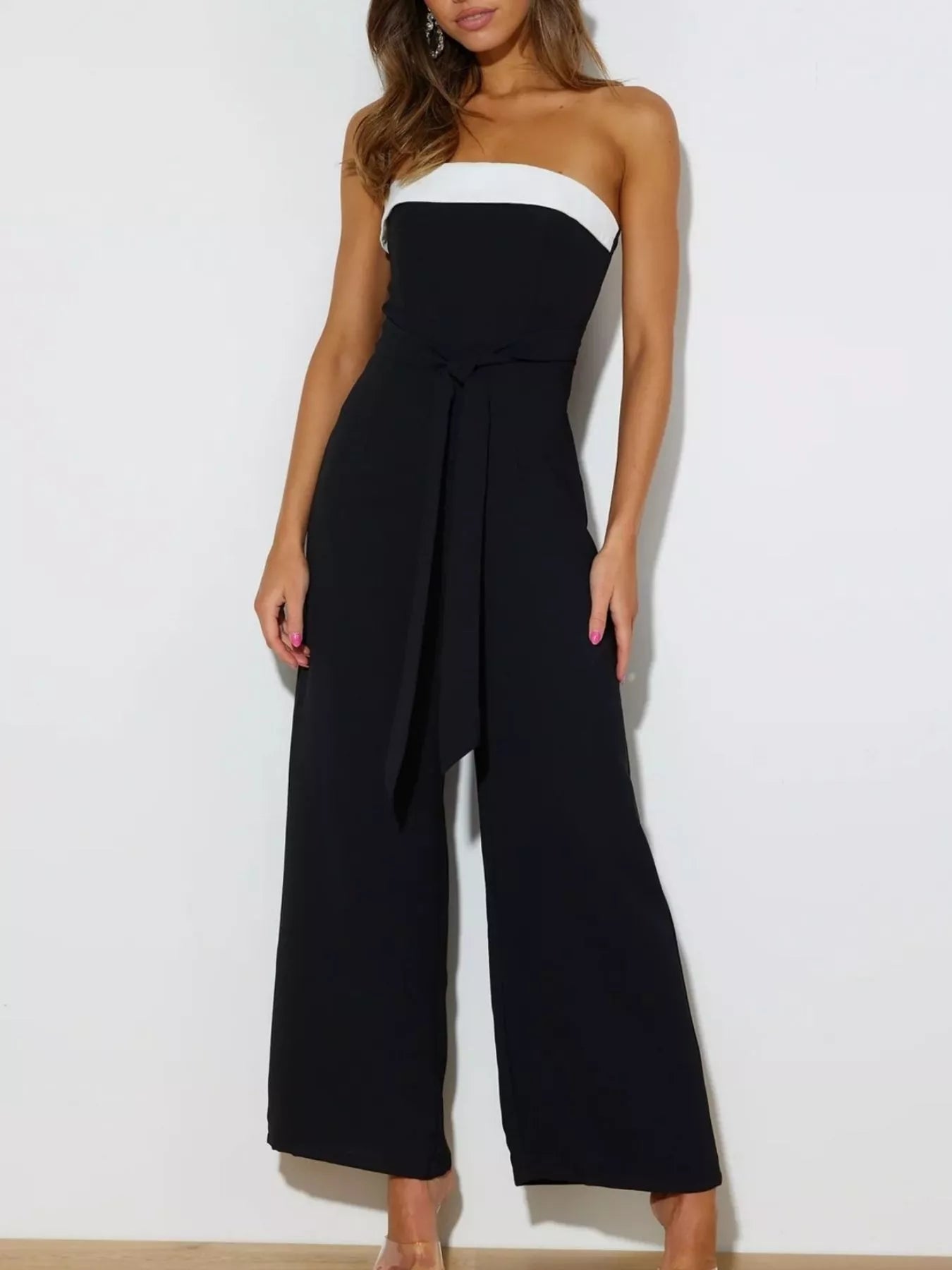 Contrast Tube Wide Leg Jumpsuit