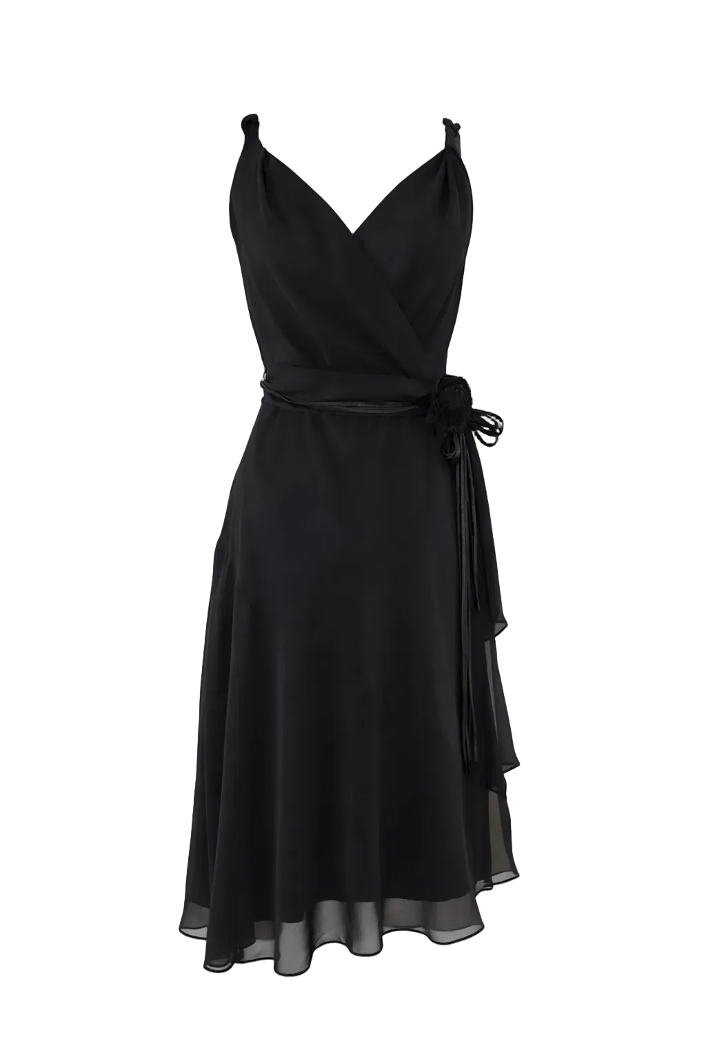 Vintage Black Chiffon Wrap Dress