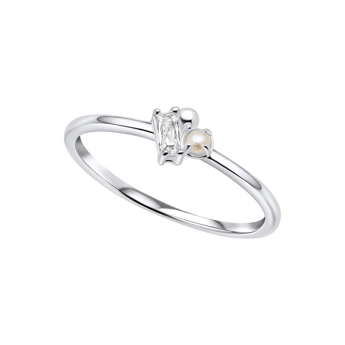 Beginnings Sterling Silver Freswater Pearl Cubic Zirconia White Ring R3896W