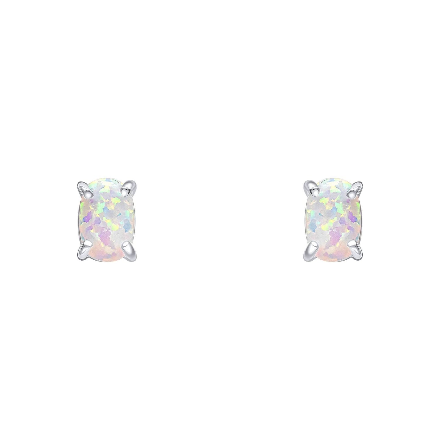 Beginnings Sterling Silver Imitation White Opal White Earrings E6485W
