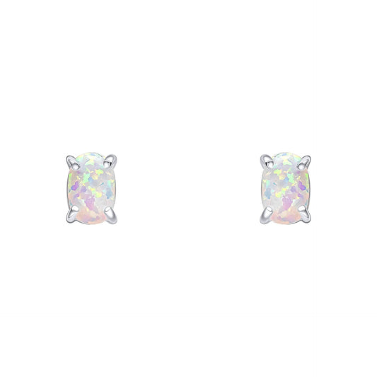 Beginnings Sterling Silver Imitation White Opal White Earrings E6485W