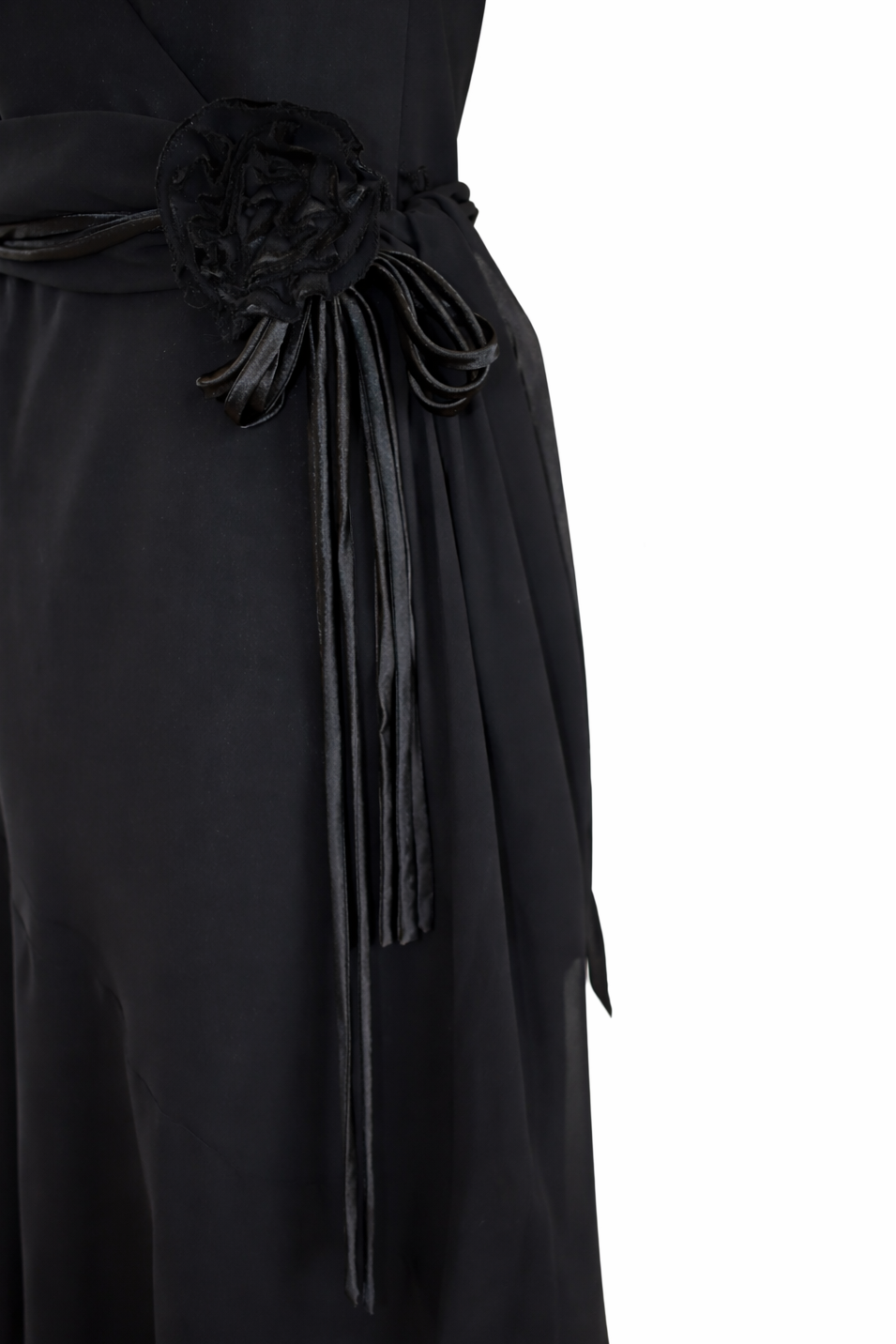 Vintage Black Chiffon Wrap Dress