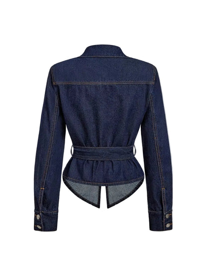 Cinched Long Sleeve Denim Jacket