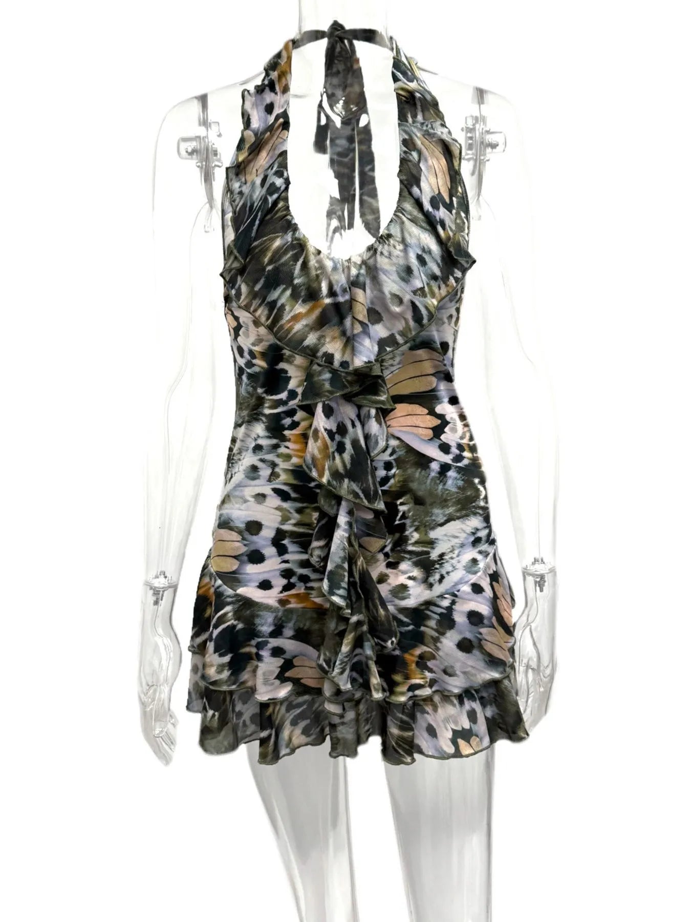 Ruffled Halter Mini Dress