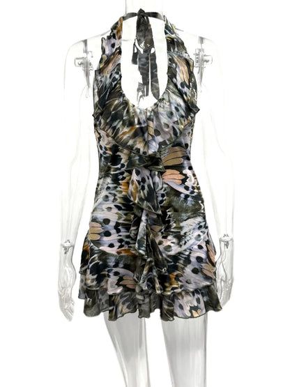Ruffled Halter Mini Dress