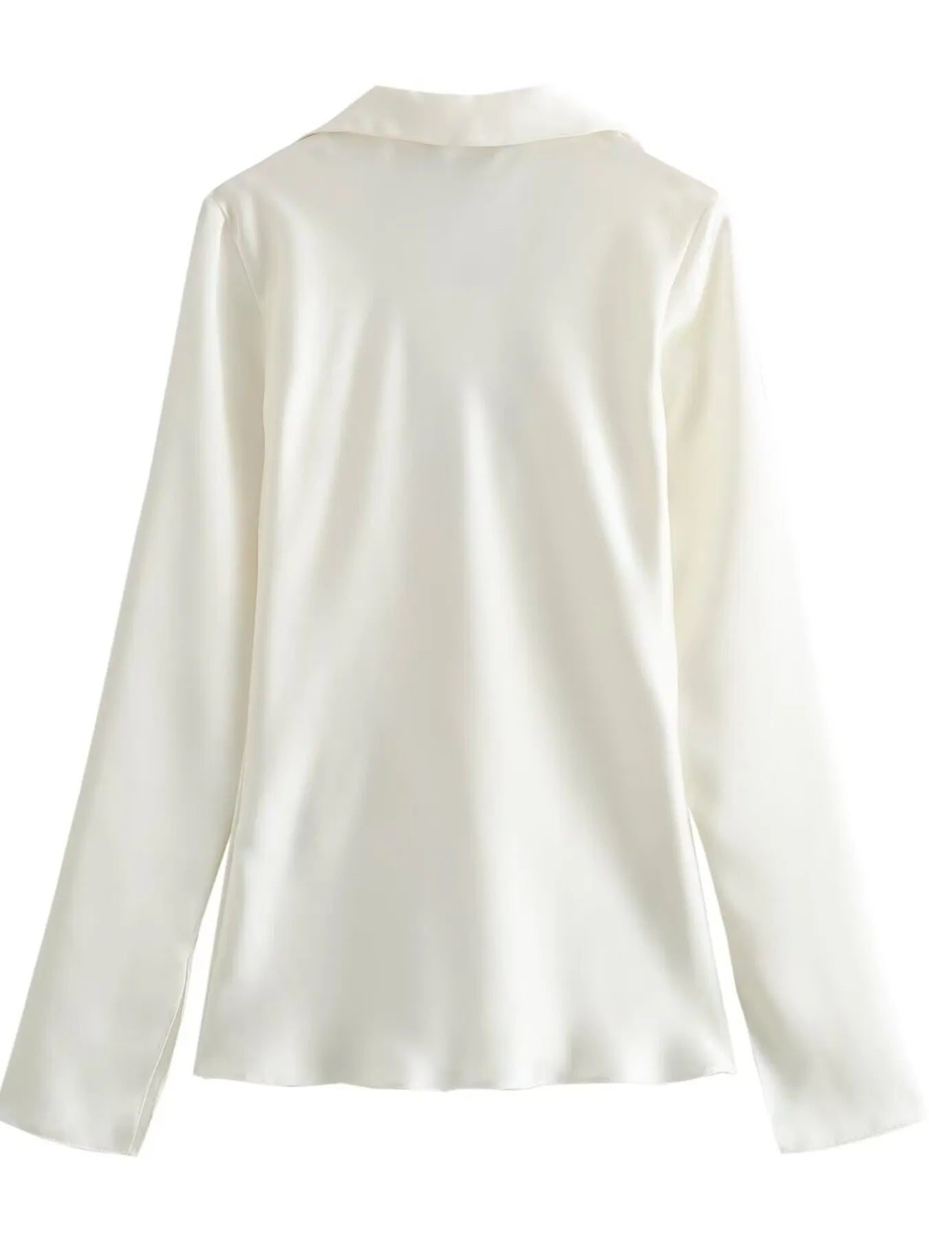 Satin Tie-Front Long Sleeve Shirt