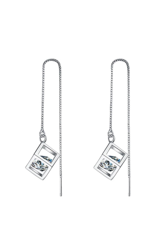 2 Carat Moissanite 925 Sterling Silver Thread Earrings